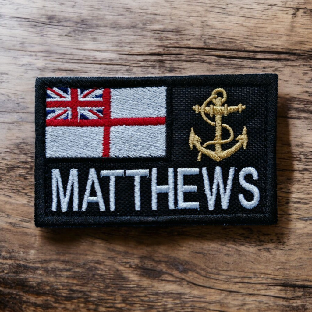 ROYAL NAVY ENSIGN FLAG THEME DECORATIVE RIBBON/TEXT PATCH